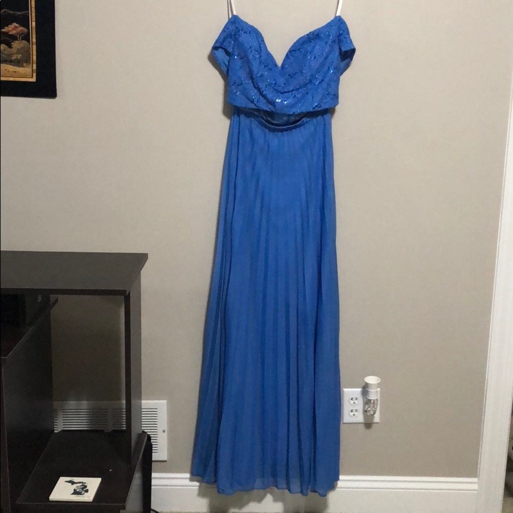2 piece blue prom formal dress